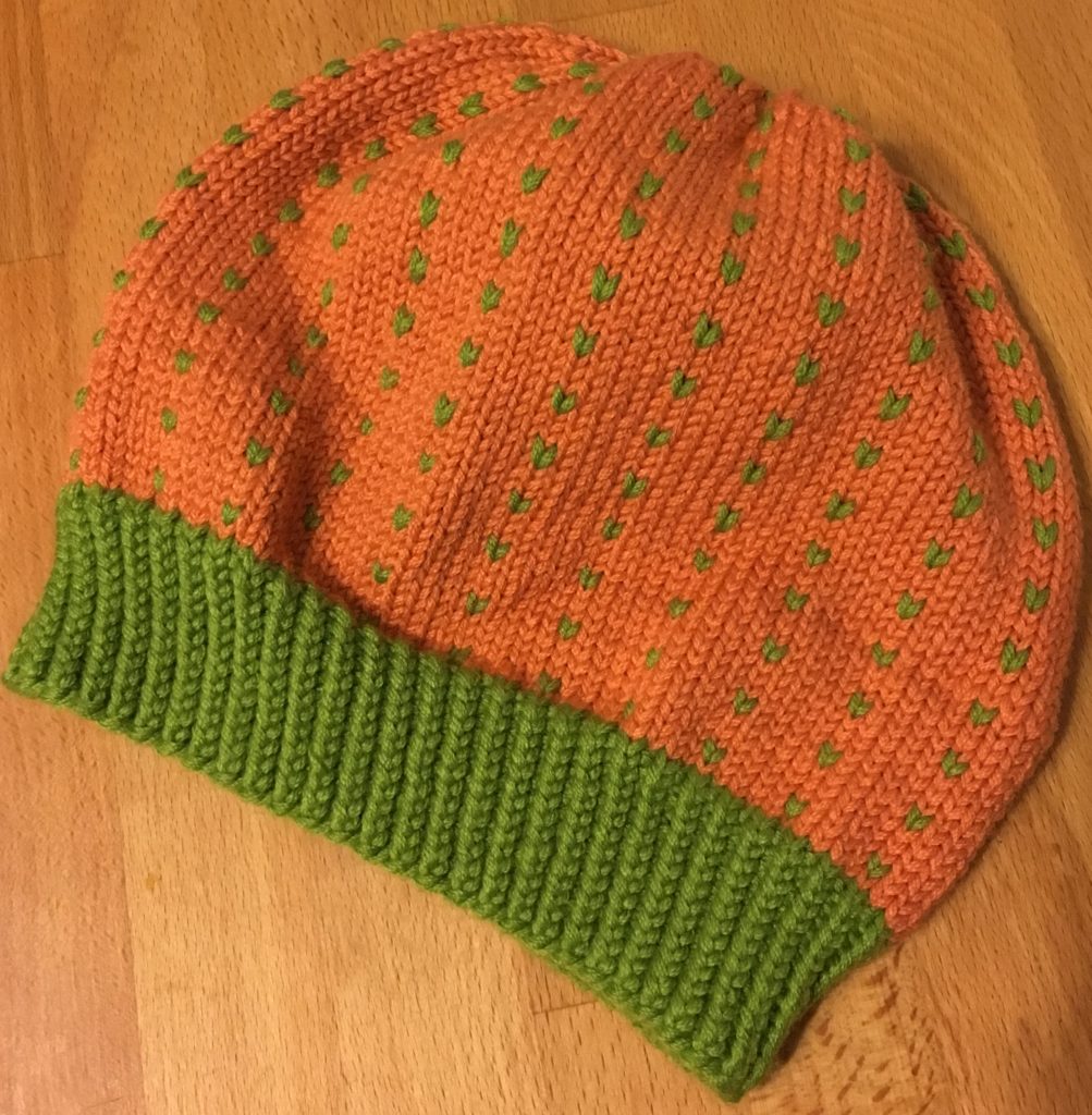 Reindeer Tracks Hat in Orange from Knitting in the Park