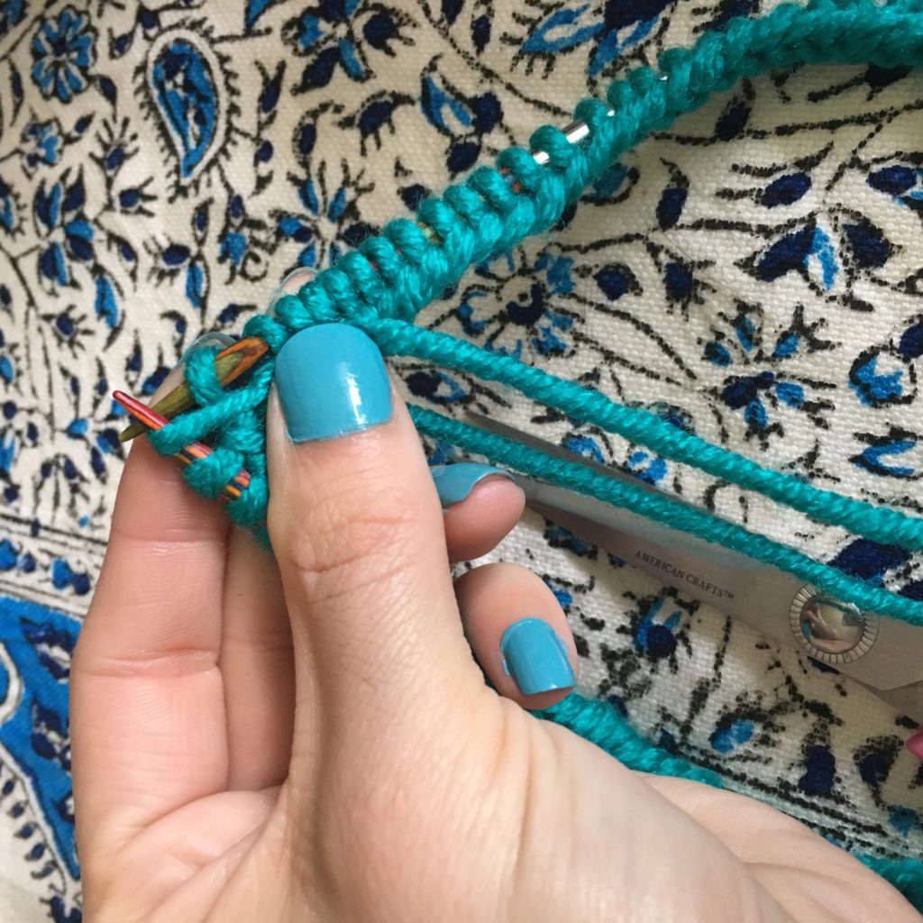 Slip the second stitch over the first
