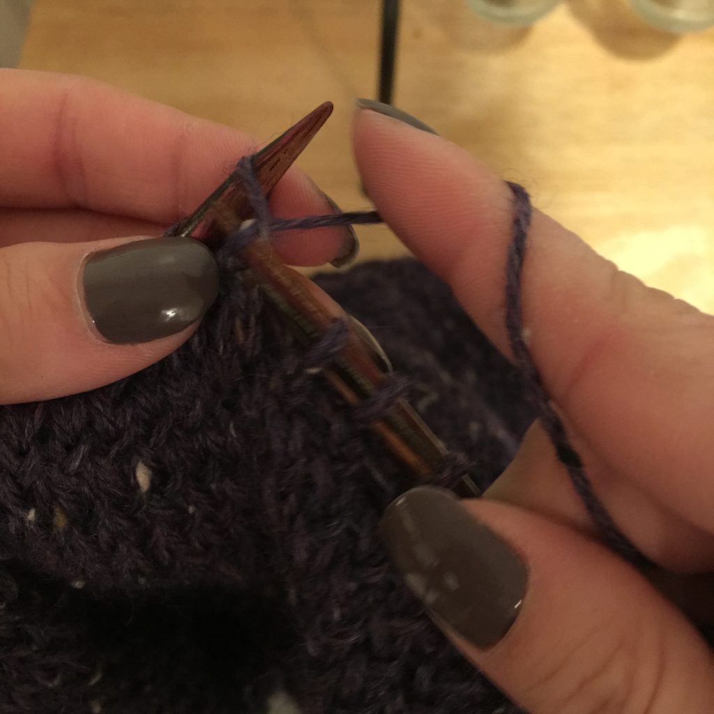 Learning how to work the knit stitch