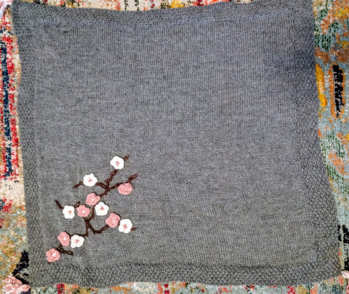 Seed Stitch Blanket Sprouts Blossoms