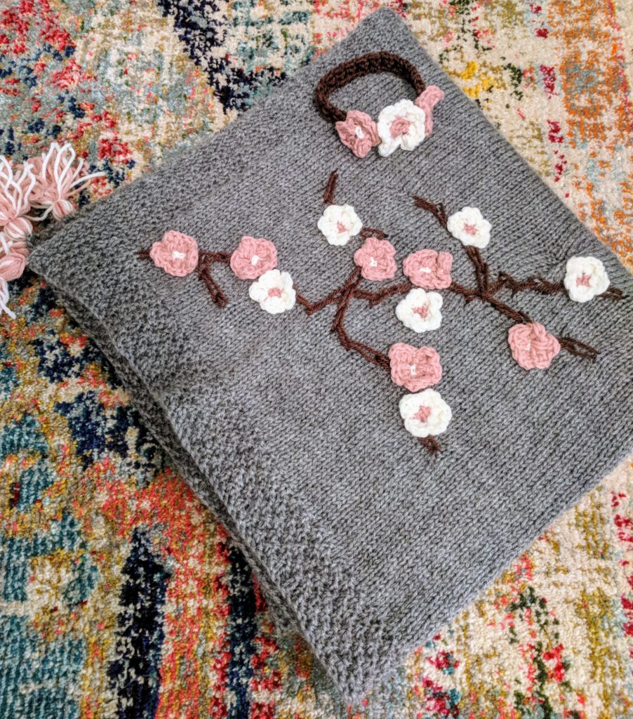 Blossoms on the Seed Stitch Blanket