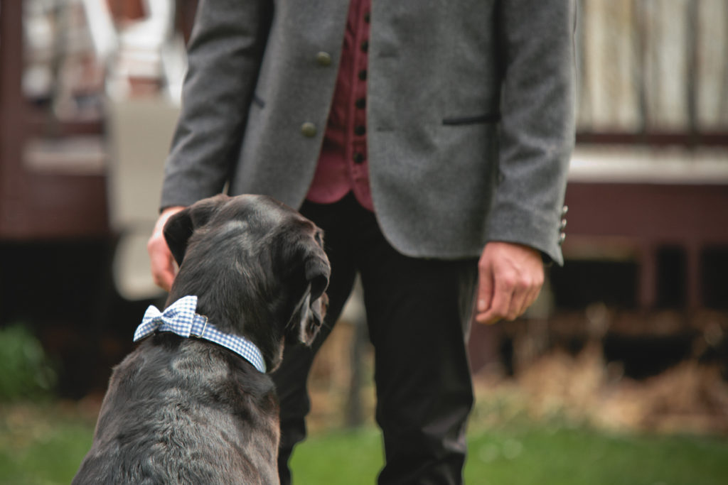 The Groom and Best Puppers waiting