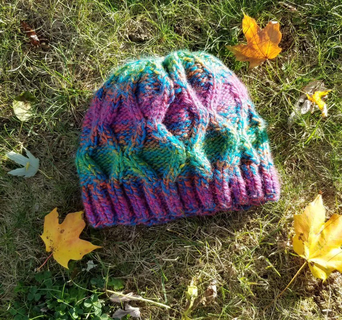 Diamond Cable Hat Knitting Pattern from Knitting in the Park