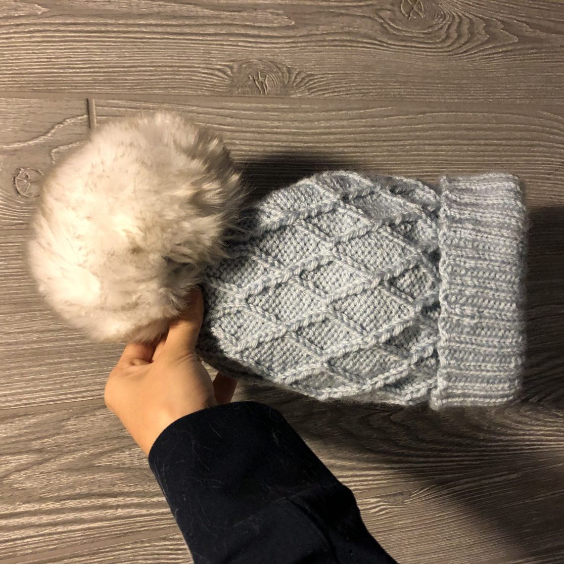 The diamond cable Avery Hat from Knitting in the Park