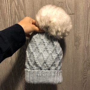 The diamond cable Avery Hat from Knitting in the Park