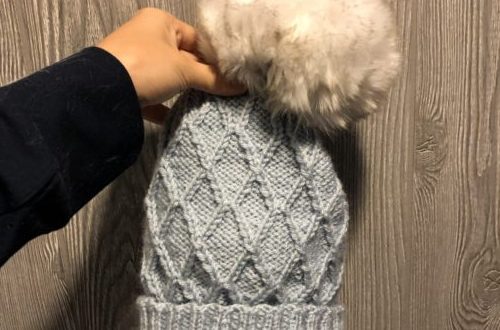 The diamond cable Avery Hat from Knitting in the Park