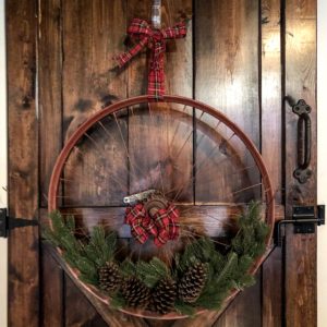Christmas Bicycle Wheel Wreath