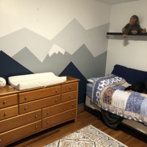 The mountain mural in the nursery