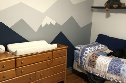 The mountain mural in the nursery