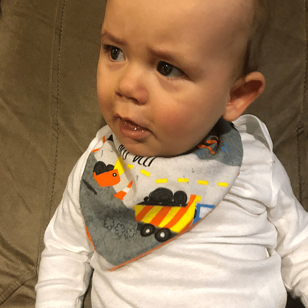 Fynn Wearing his Baby Bandana Bib