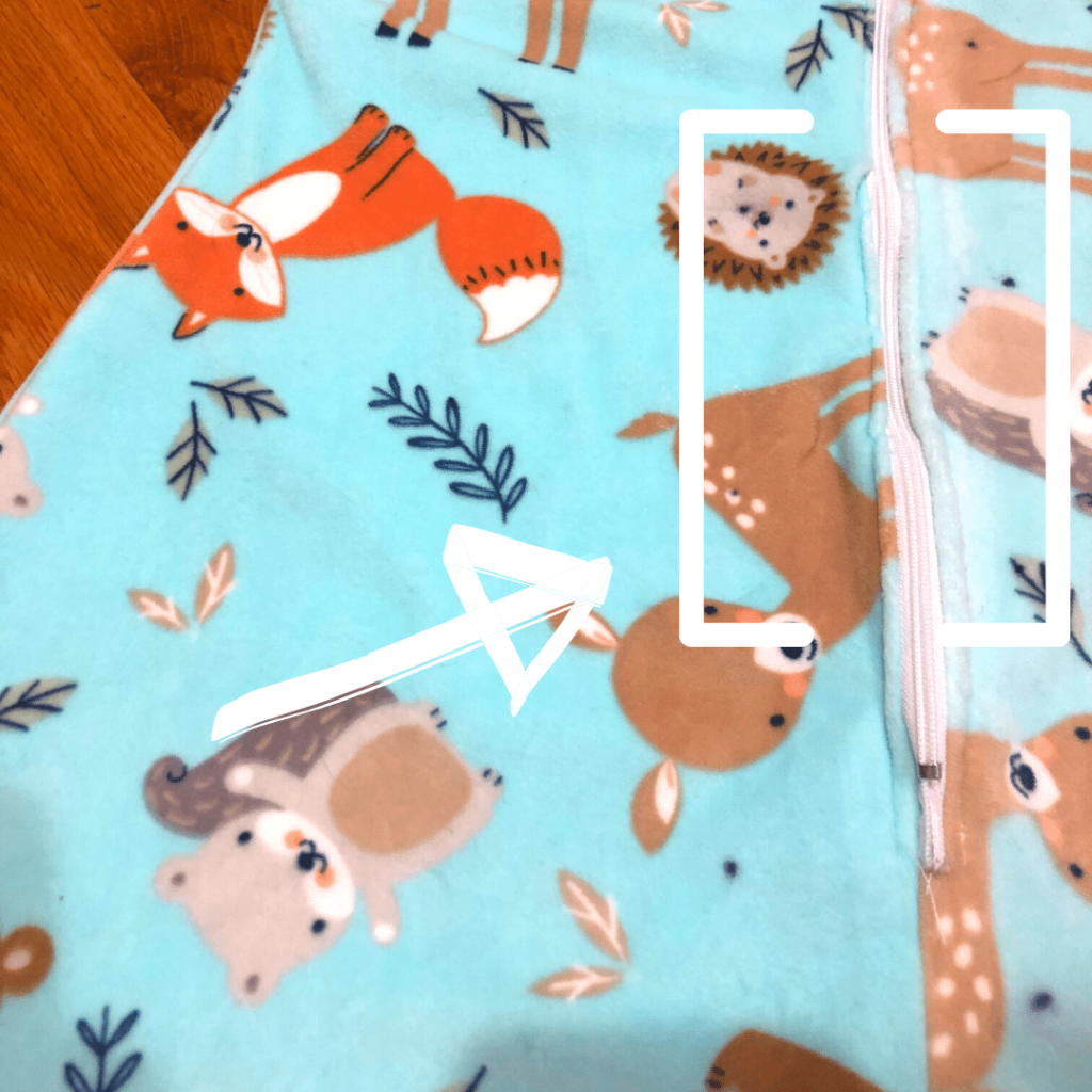 Rage sewing the zipper on Fynn's sleep sack.
