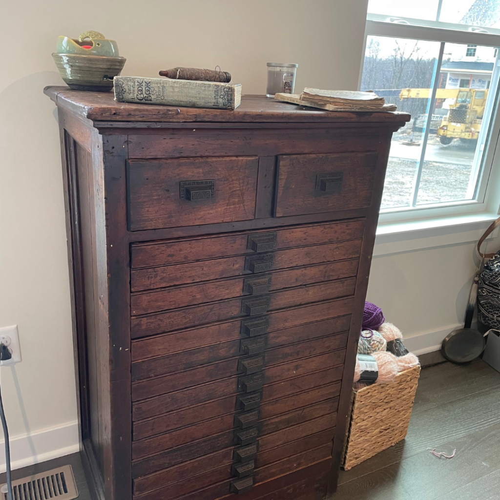 antique printer's cabinet from 1900's - designing my dream office and craft room.