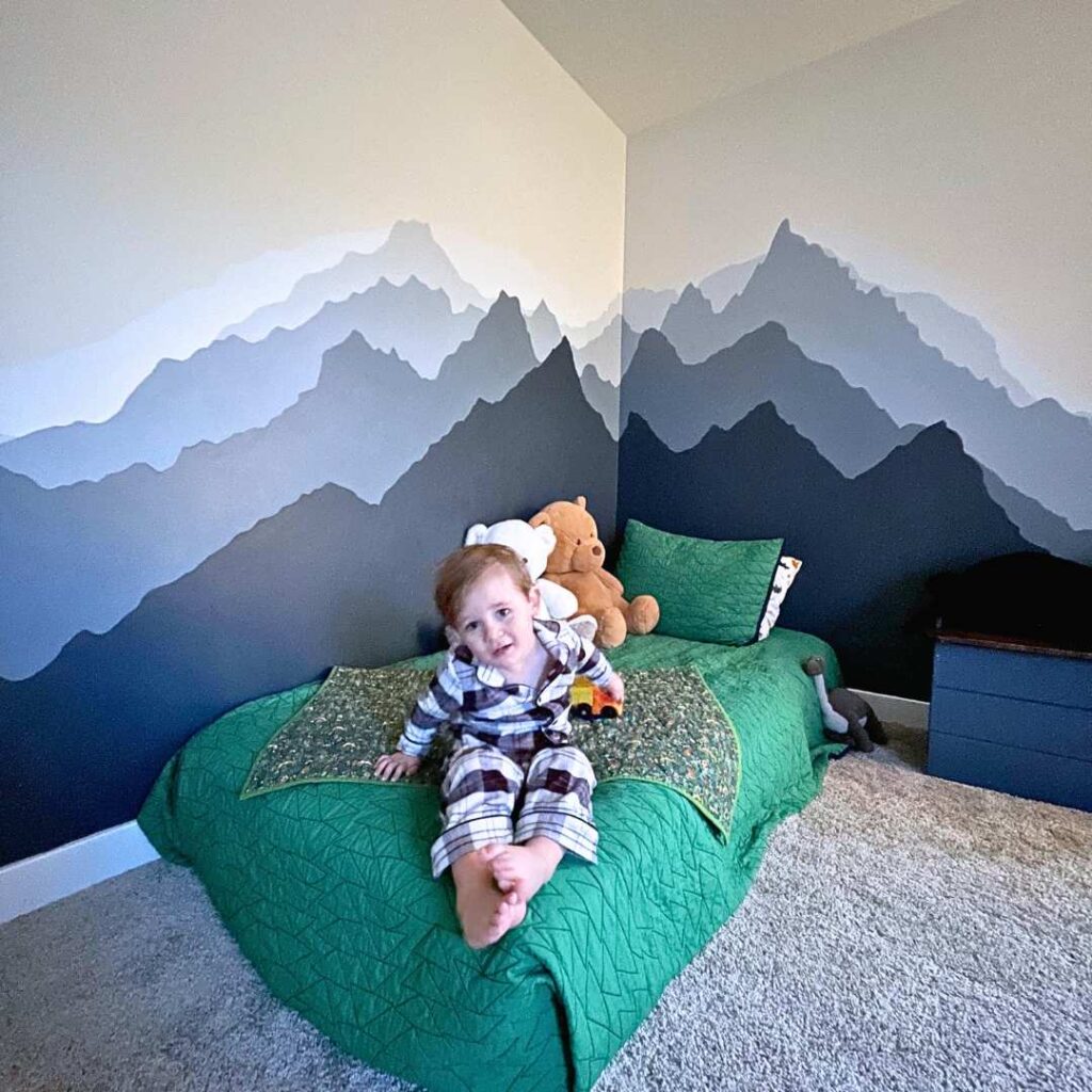 Our finished mountain mural sprucing up my son's room.