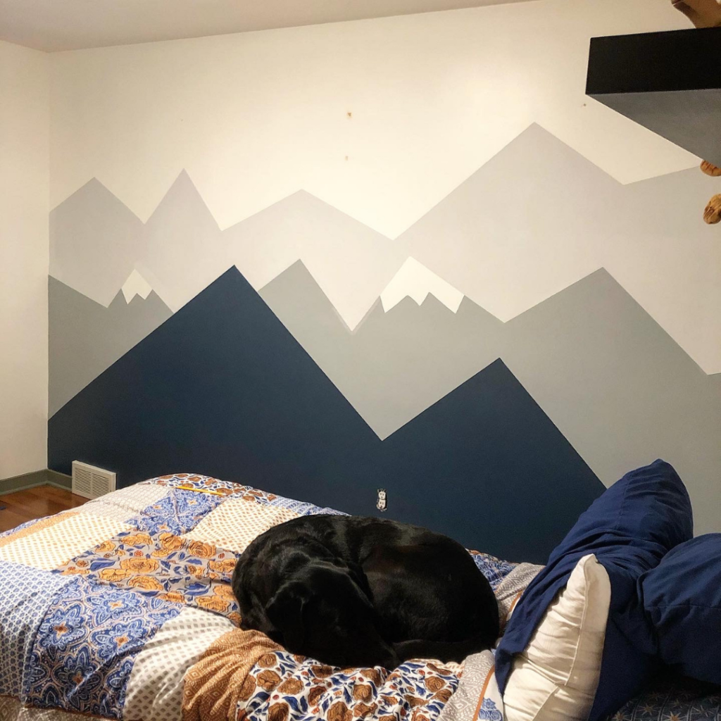 My son's original Mountain Mural that I DIYed on a whim.