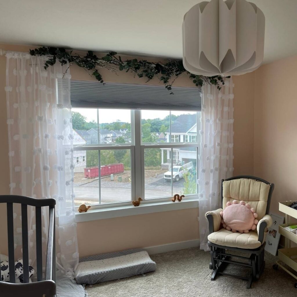 Soft details to add texture in a girl's woodland themed nursery