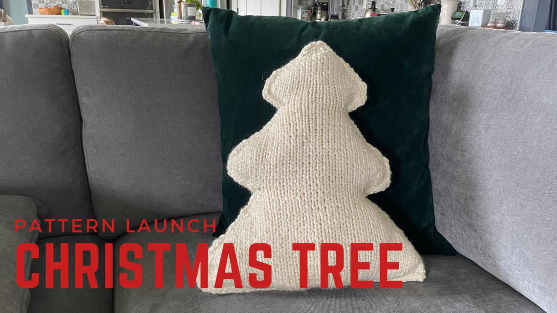 Christmas Tree Pillow Knitting Pattern Cover Image