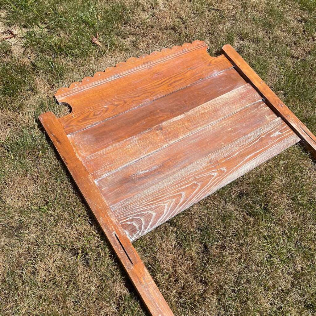 The headboard after I removed the chalk paint. Learn how to remove chalk paint in this post. 