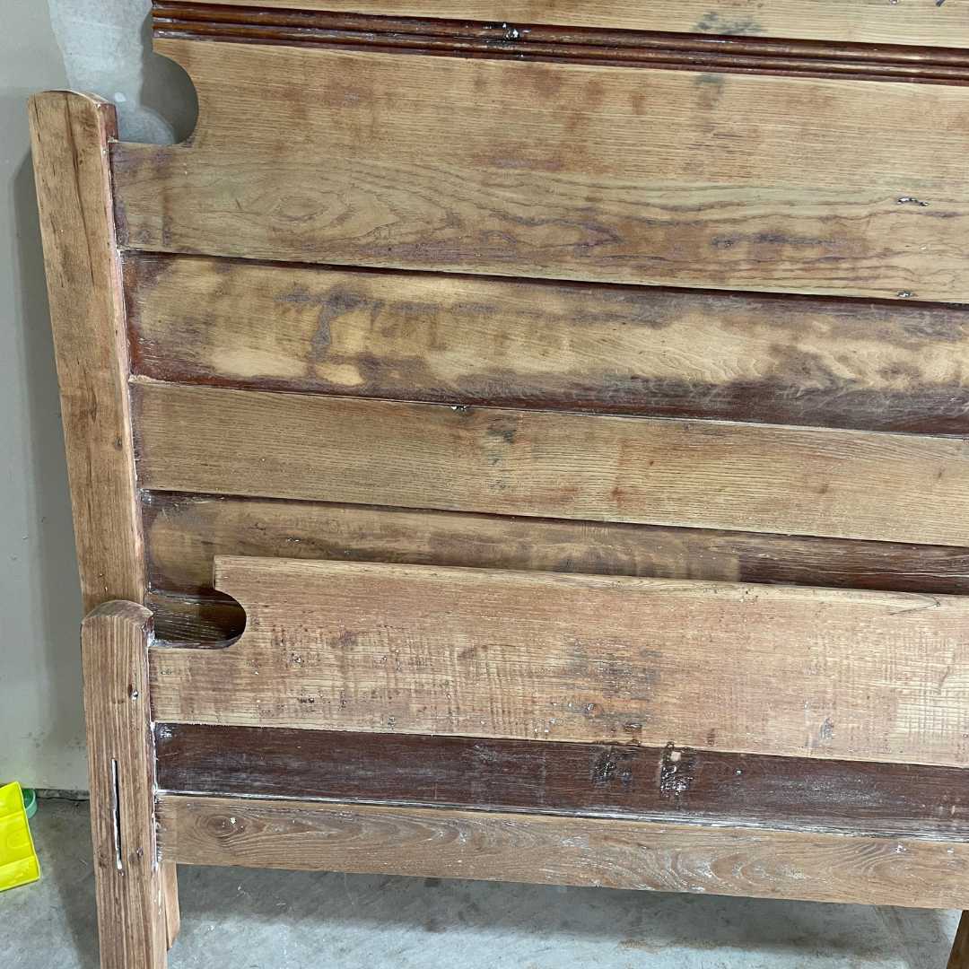 Sanding this big girl bed frame was a labor of love. Don't be afraid to put a bit of elbow grease into your antiques when refinishing them. 