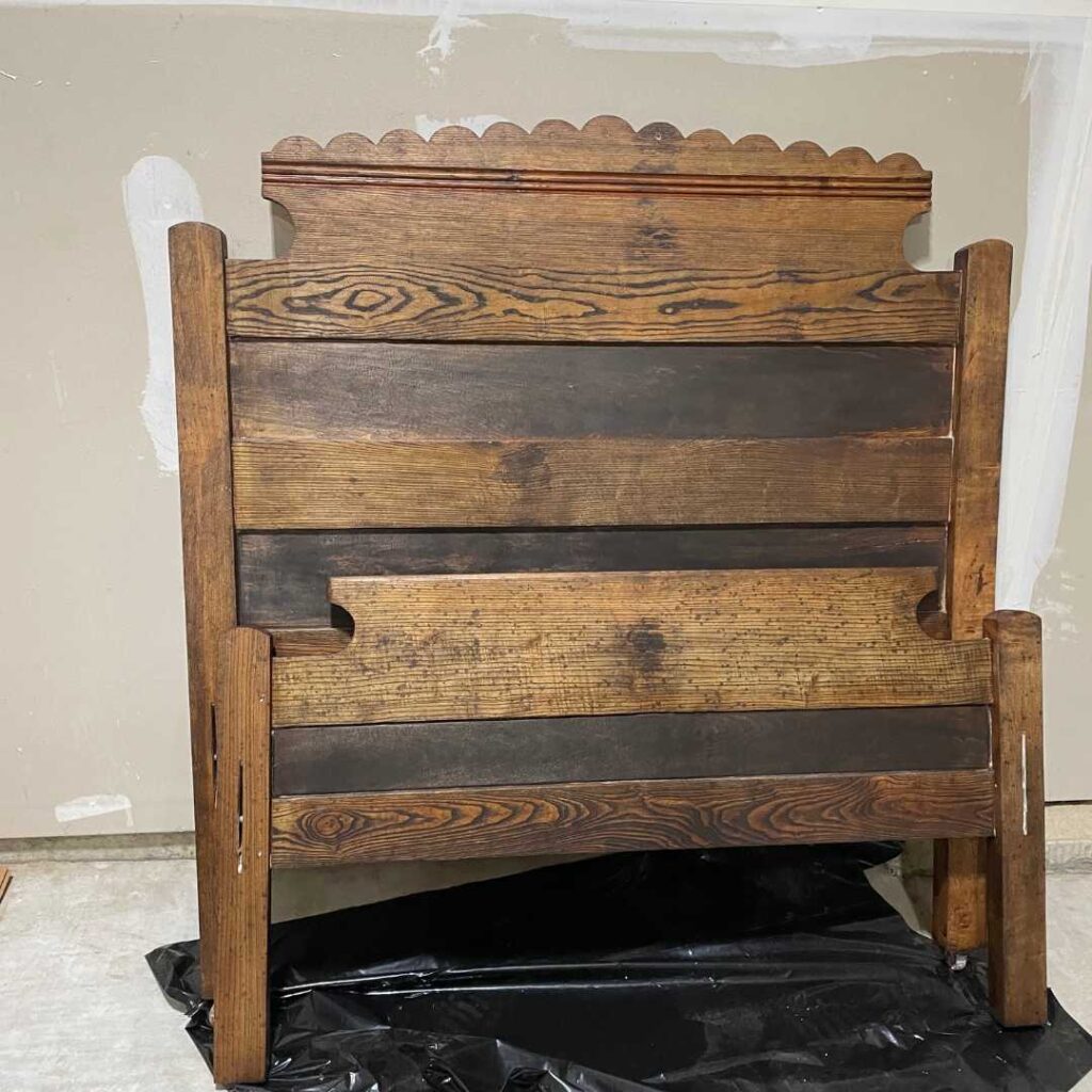 Staining after you remove the chalk paint and sand the wood can help to bring out the beautiful texture and wood grain. 