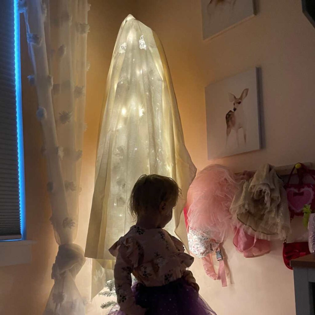 How to put up a Christmas Tree in September - turn it into a Ghost with a bit of spare fabric!