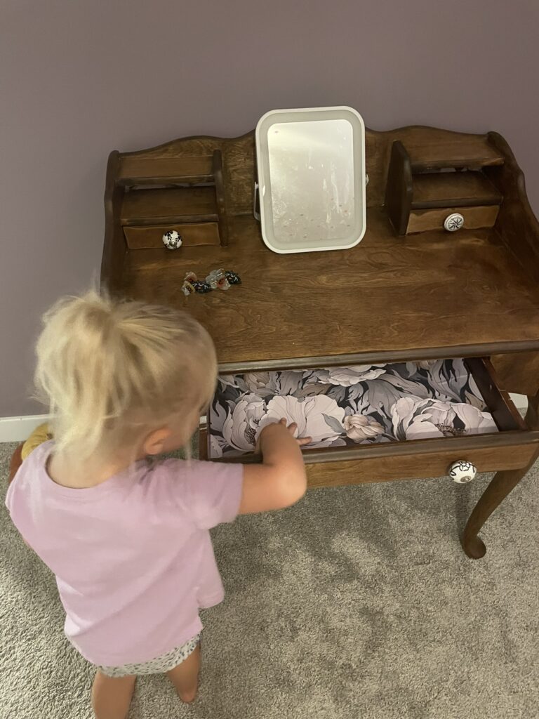 My daughter's vanity upcycled from a Facebook Marketplace Find