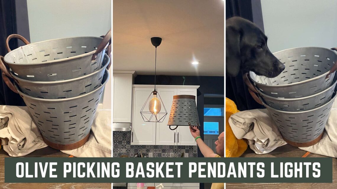 Olive Picking Basket Pendant Light Transformation with Knitting int he Park