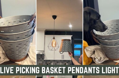 Olive Picking Basket Pendant Light Transformation with Knitting int he Park