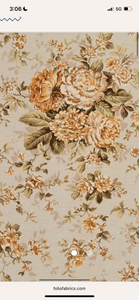 The Folio Fabrics swatch we picked for refinishing a german dining table