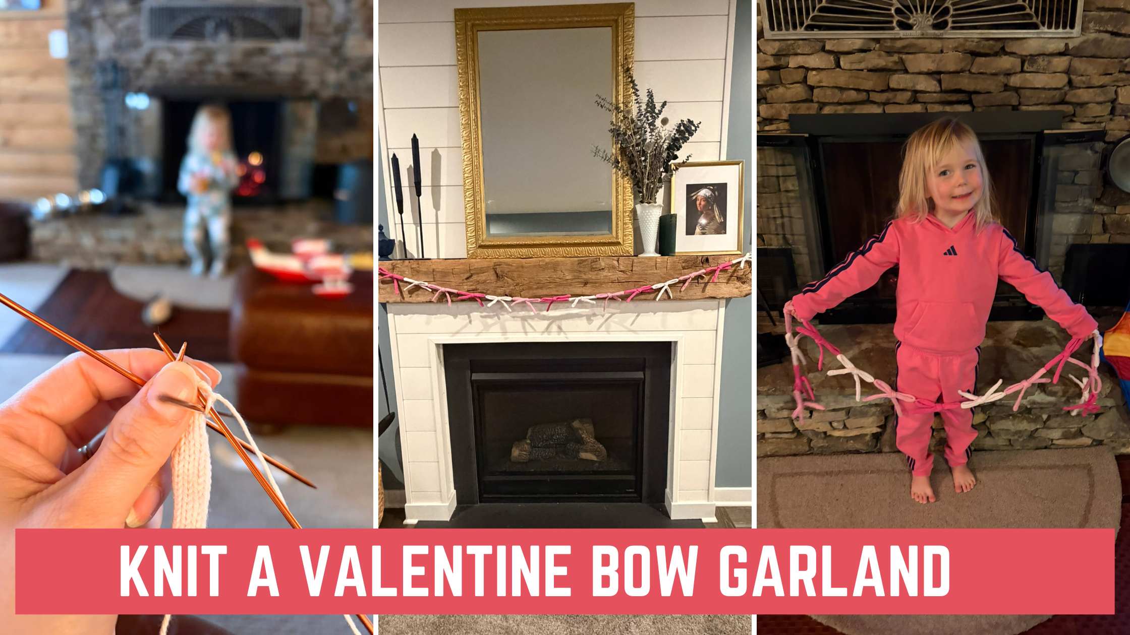 How to Knit a Valentine Bow Garland - Free tutorial from Knitting in the Park